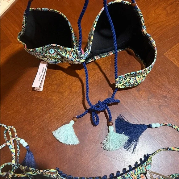 Victoria's Secret Paisley mosaic garden Bikini - Blue and Green set 34B Small - Picture 8 of 10